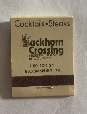 Quality Inn Buckhorn Crossing Restaurant & Lounge Bloomsburg PA Vtg. Matchbook