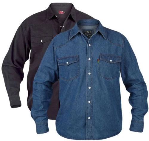 Герцог качество новая мужская синяя джинсовая рубашка с длинными рукавами, повседневные, классический вестерн, черный - Изображение 2 из 3