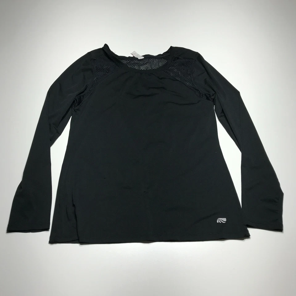 Top Marika Activewear para mujer talla L negro Top paneles de malla recortados manga larga Foto 3 de 4