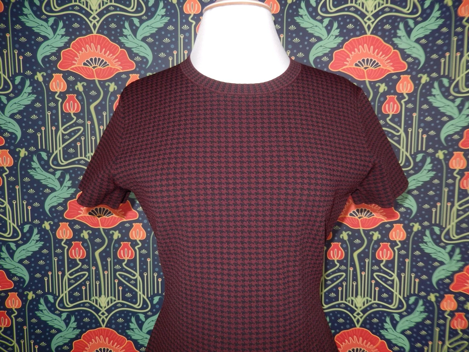 VETEMENTS Abito skater Theory Branteen nero bordeaux maglione pied de poule maglia aderente M