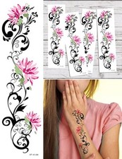 Supperb Temporary Tattoos - Pink lotus Tribal Temporary Tattoo Set of 4
