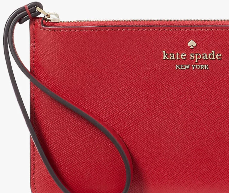 Kate Spade Lucy Red Leather Medium L-Zip Wristlet KE546 Wallet NWT