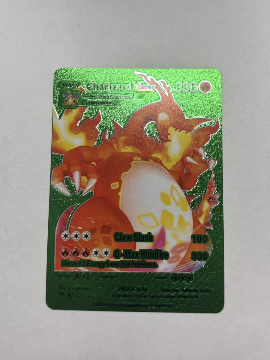 Charizard VMAX - Green Foil Display Card HP330 020/189 Fan Art NM