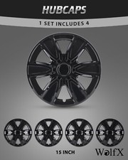 15 Set Of 4 Black Lacquer Wheel Rim Covers Snap On Hub Caps For R15 Steel Wheel
