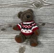 Vintage 2000 HugFun International 8  Holiday Heart Sweater Plush Brown Bear
