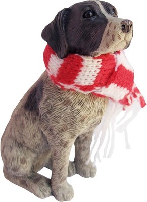 German Shorthaired Pointer with Red & White Scarf Christmas Ornam...
