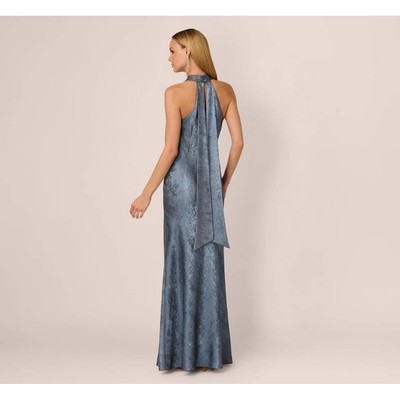 adrianna papell french blue dress Sleeveless Blouson Mermaid Gown With Jasmine Beading In French Blue