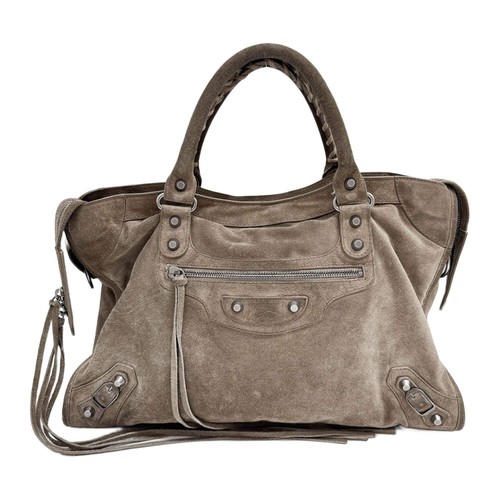BALENCIAGA The City Brown Suede Two Way Bag