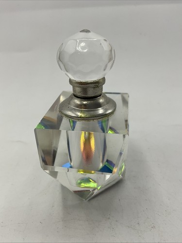 Art Deco Cut Crystal Hologram Glass Perfume Bottle (SN) - Picture 13 of 24