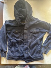GAP KIDS Faux Denim Jacket Hoodie Button Up Sweatshirt Size Medium 8 