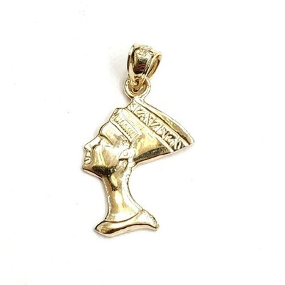 14k massiv Gelbgold Ägyptische Nofretete Kopf Königin Anhänger feiner Schmuck 1,3g