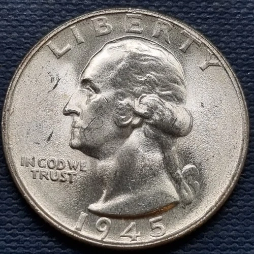 1945 S Washington Quarter 25c Silver BU UNC GEM Brilliant Uncirculated #97227