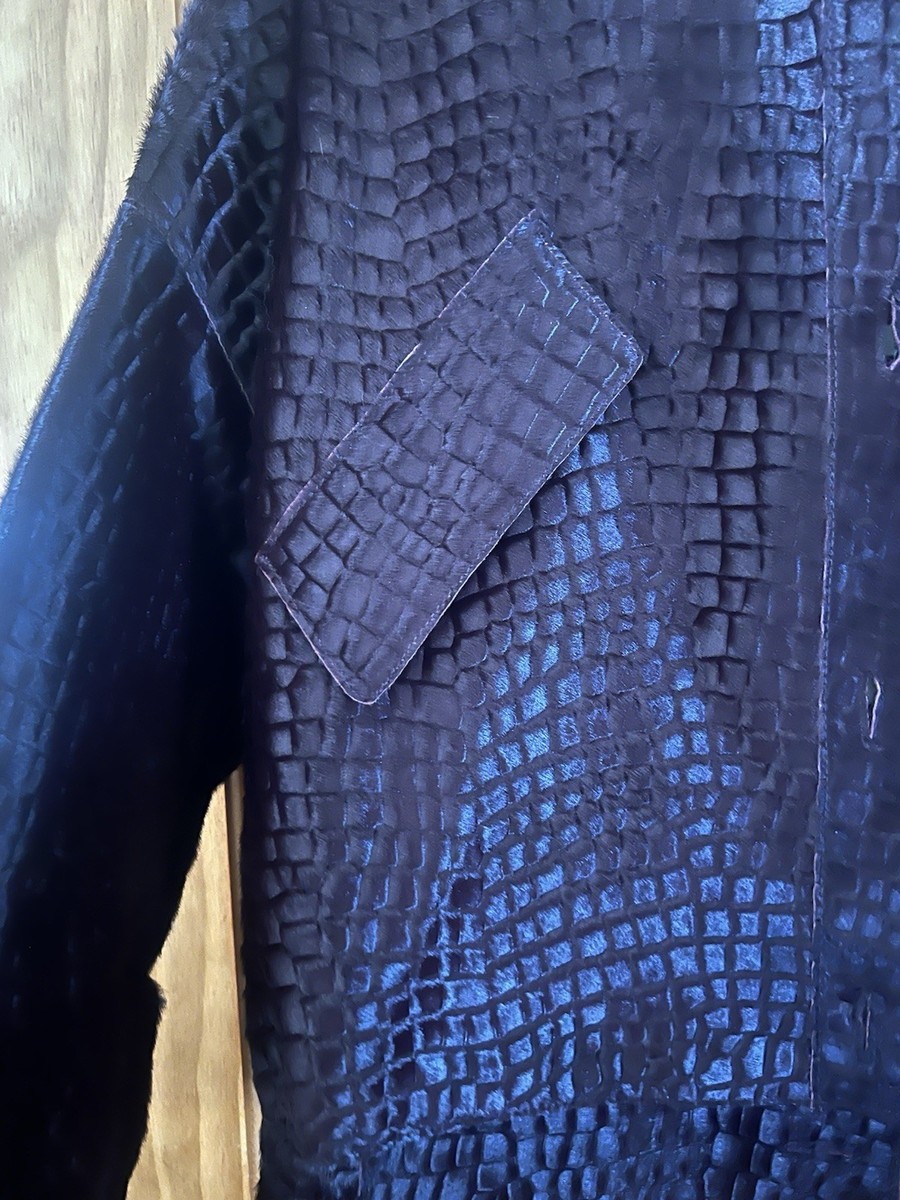 Giorgio Armani Crocodile Embossed Button Jacket Dark Brown Women
