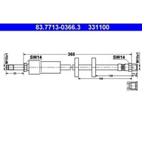 1X Bremsschlauch ATE 83.7713-0366.3 Passend FüR Volvo