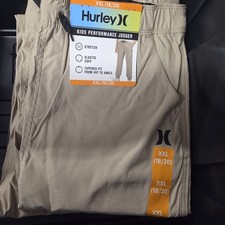 Hurley Kids Performance Joggers, Khaki, Size XXL 18-20, NWT