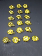 Set of 19 Vintage Gold Tone Metal Pine Cone Christmas Tree Candle Holders Clips