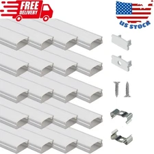 20Pack 3.3FT/1M LED Channel Aluminum U Shape Silver LED Strip Diffuser Channel