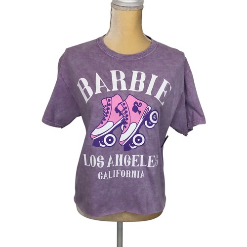 Barbie Women’s Roller Skate LA California Purple Cropped Retro T-Shirt Sz M Rare - Picture 2 of 6