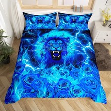 Lion Duvet Cover Set Twin Size,Rose Flowers Romantic Valentine's Day Bedding ...