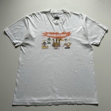 Vintage 90s Nickelodeon T Shirt White Mens Size XL Single Stitch Made In USA