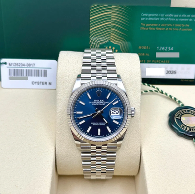 New 2026 Rolex Datejust 36mm - Ref. 126234 - Blue Dial - Jubilee