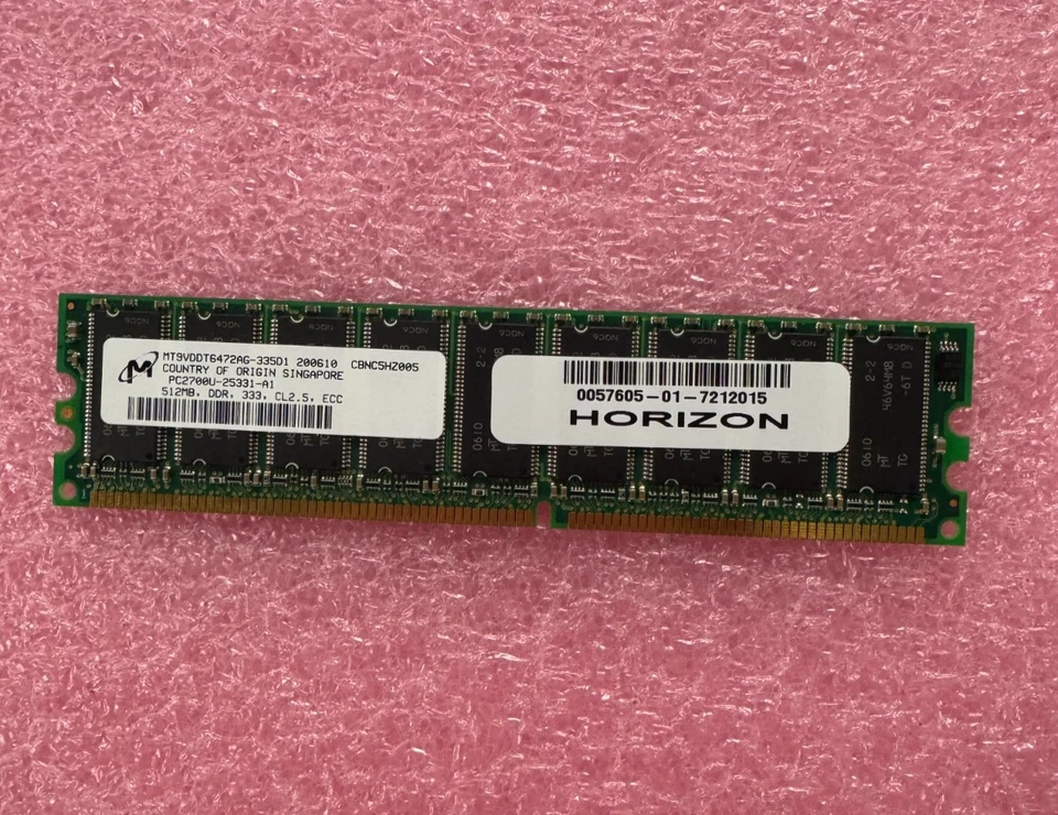 Micron 512MB DDR PC2100R 266 or PC2700U 333 CL2.5 ECC REG MT9VDDT6472G-265 / 331 - Image 2 of 2