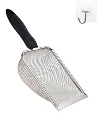 Cat Litter Scoop Stainless Steel Mesh Scooper Long Handle Deep Shovel Non-Stick