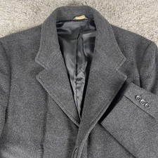 Banana Republic Overcoat Mens M Charcoal Grey Wool Cashmere Blend Long Peacoat