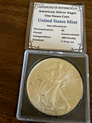 #ad 2011 American Silver Eagle $1.00 Dollar 1 Oz 999 Silver Coin. No Reserve $98.99
