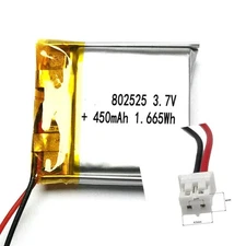 2pc 3.7V 450mAh 802525 Li-Polymer Li Battery JST-PH 2pin 2.0 For TABLET MP3 MP4