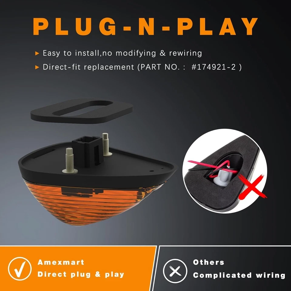 Luces LED marcadoras de techo para cabina de 5 piezas - lente ámbar/humada, 12 V, súper brillantes, resistentes al agua Foto 4 de 4