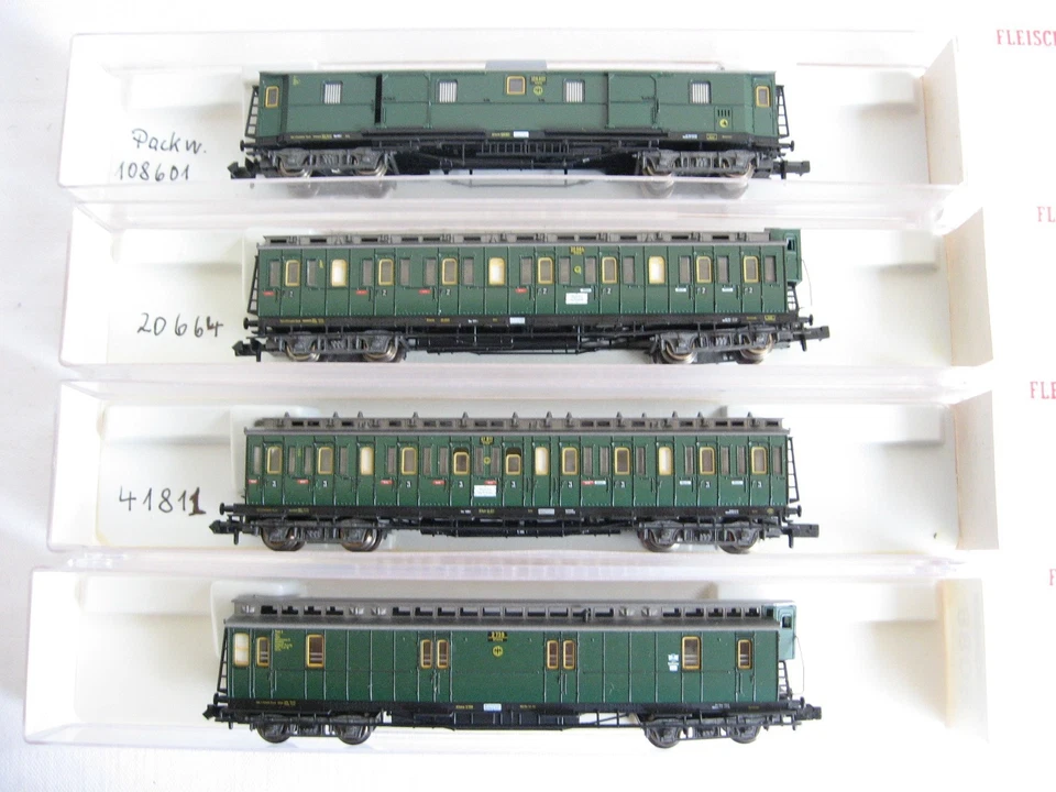 SM142* Fleischmann N 8084/85/87/88 Konvolut Abteilwagen DRG OVP´s (4)