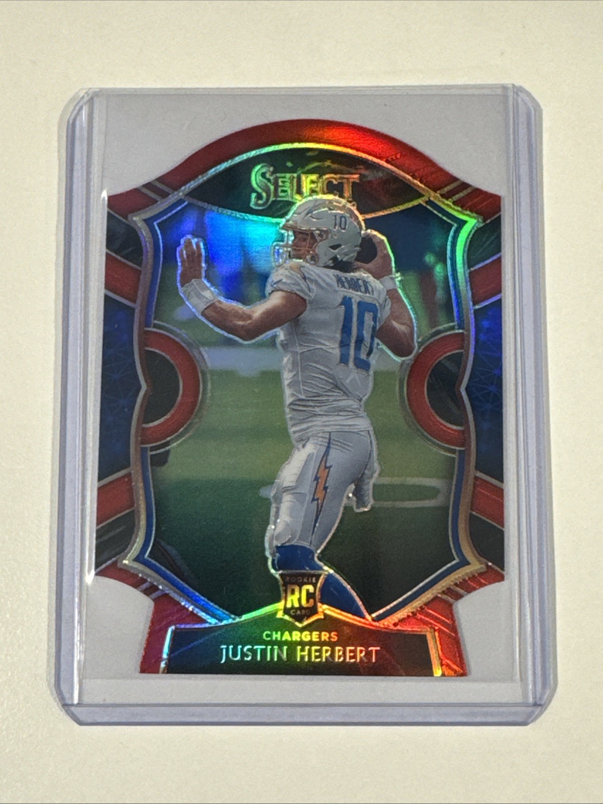 2020 Panini Select Justin Herbert Rookie Red Die Cut Prizm Concourse RC #44
