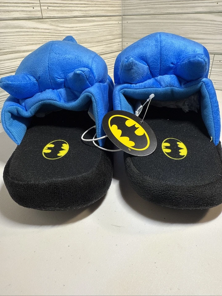 Zapatillas de Peluche Batman “Big Head” Para Hombre Talla Pequeña 7/8, Azul, ¡Nuevas y Envío Gratis! Foto 4 de 4