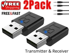 2x Receptor de Audio Bluetooth Inalambrico 3,5 mm AUX/USB Adaptador de Carro Tv