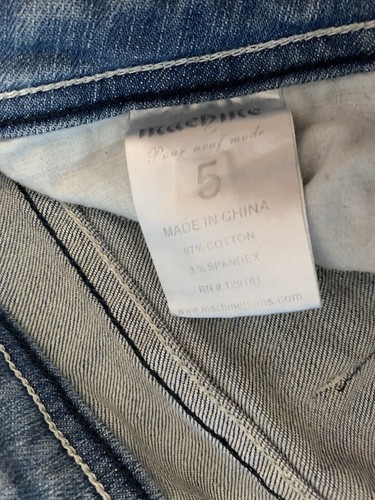 Vaqueros ajustados a máquina talla 5 denim azul rasgado en dificultades - Imagen 6 de 13