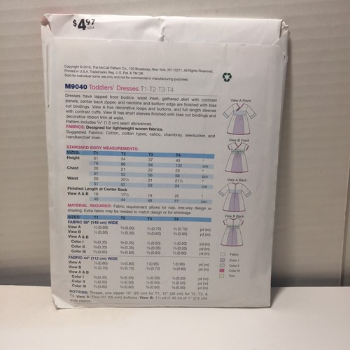 Easy Stitch 'n Save 9040 Size 1-4 Toddlers' Dresses - Picture 2 of 3