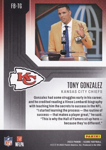 2022 Score First Ballot Purple #FB-TG - Tony Gonzalez - Kansas City Chiefs - Picture 3 of 3