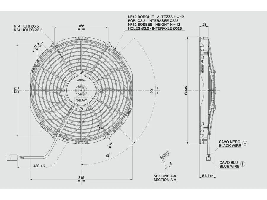 SPAL 12" 305MM COOLING FAN VA10-AP10/C-61S - 12V / 938 CFM / PUSHING - Image 4 of 4