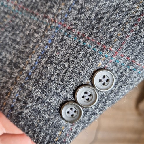 Haggar Imperial Jacket Blazer Mens 44L Gray Multicolor Plaid Tweed Wool - Picture 5 of 13