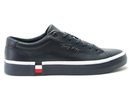 Tommy Hilfiger FM0FM03727 scarpe uomo sneakers sportive pelle blu | eBay