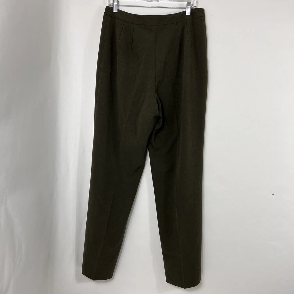 Pantalones de vestir Pantology para mujer talla 12 pierna recta verde tiro alto plisado delantero Foto 4 de 4