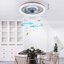 Ceiling Fan Light 3 Color LED Light Invisible Fan Chandelier w/ Remote Control