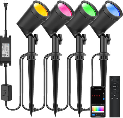 24W Smart Color Changing Landscape Lights - 4 Pack, Alexa Compatible