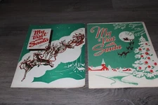 Lot of 2 vintage photos of young boy w Santa 1950 1953