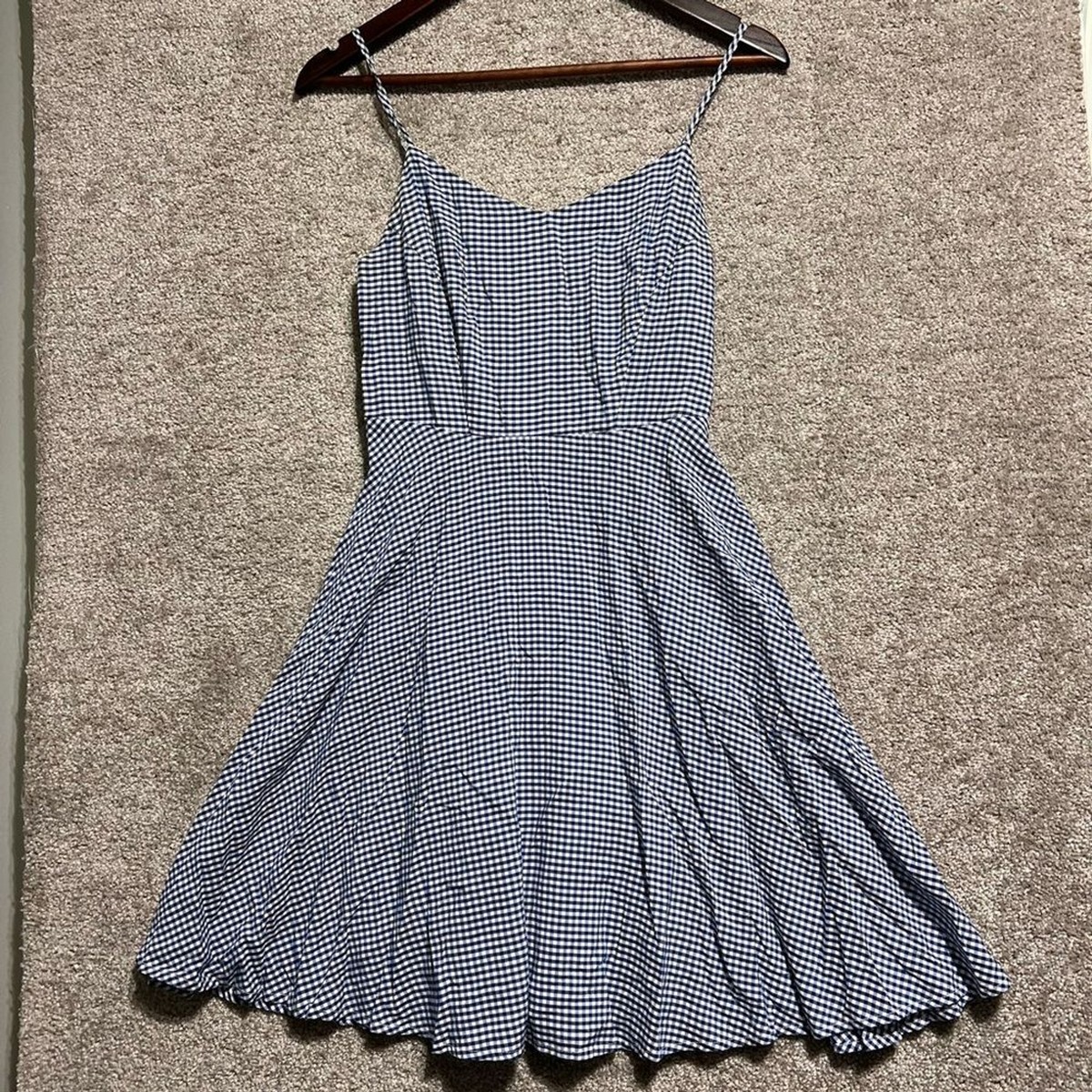 Old Navy Woman's Blue Gingham Check Sleeveless Summer Dress Size XS Side  zip | eBay