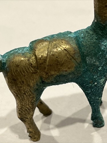 Vintage Solid Brass Patina Verdigris Llama Alpaca Figurine 2" - Picture 9 of 14
