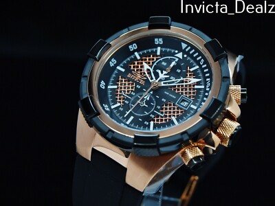 Invicta Men's 50mm Pilot Aviator Chronograph Rose Tone SS Silicone Strap Watch