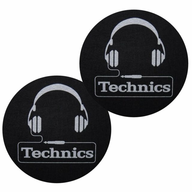 Slipmats Technics Headphone Silver On Black Background 1 Pair 60642