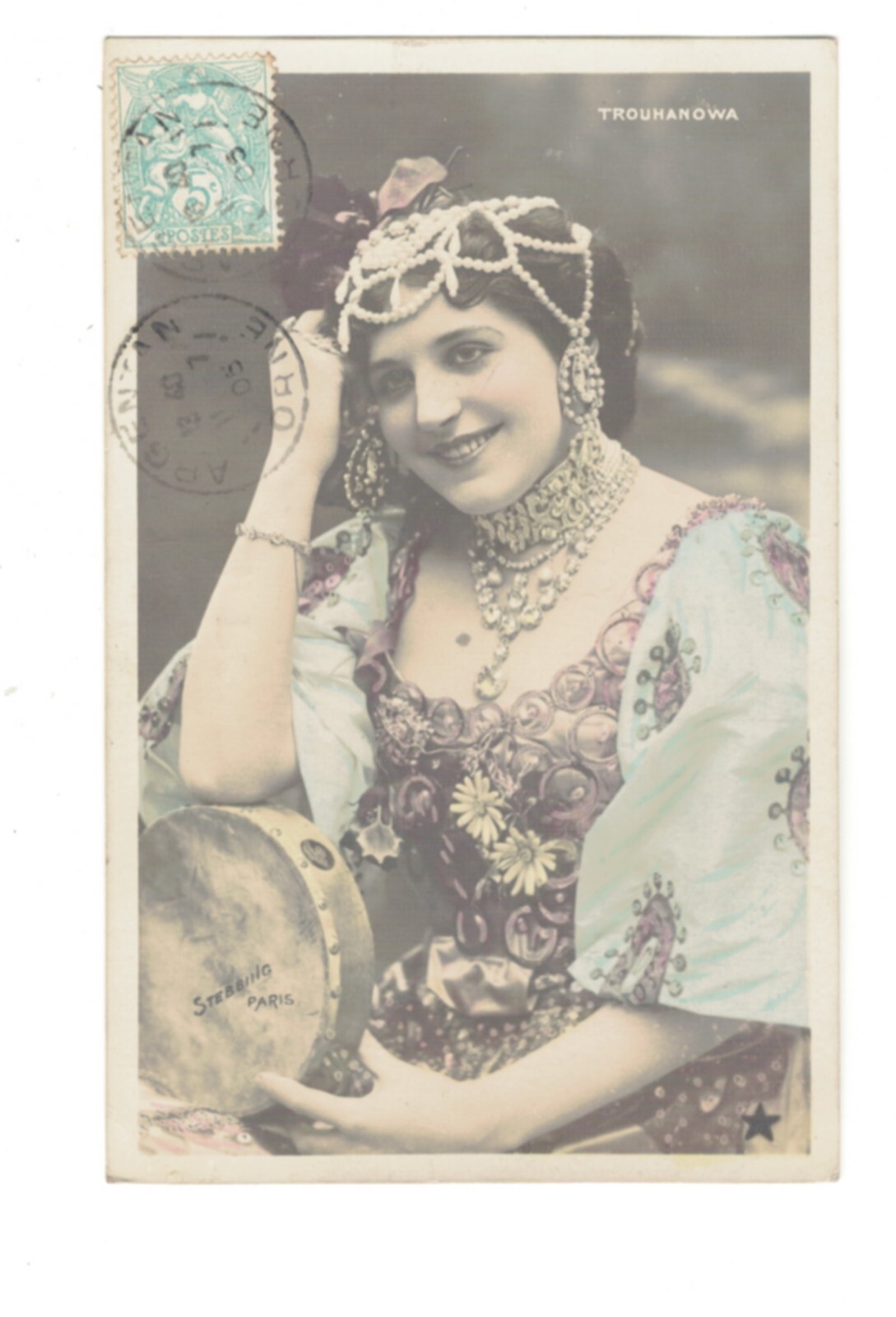 SD3677 TEATRO TEMPRANO FAMOSO BAILARÍN RUSO TROHANOWA ART NOUVEAU CORONA DE CABELLO